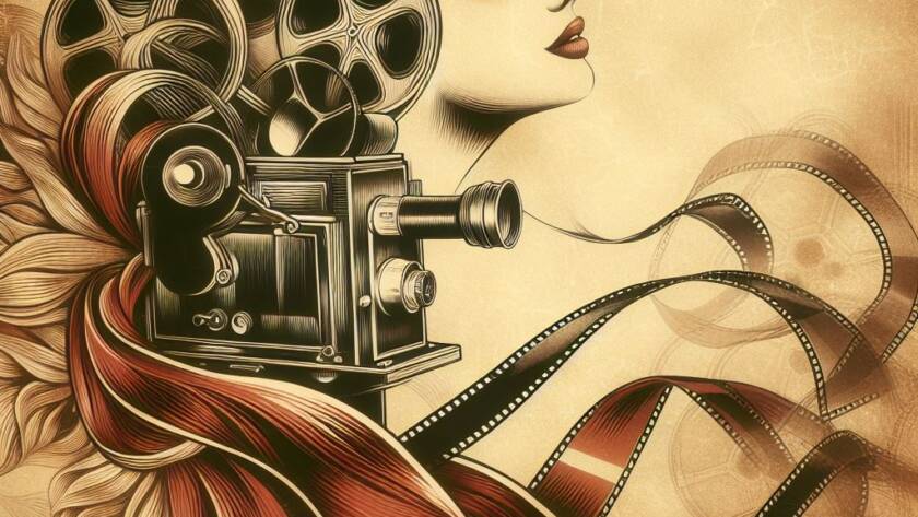 ilustração mesclando moda e produção audiovisual